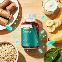 Gummies Probiotiques Véganes à la Pectine avec Fibres Prébiotiques pour la Santé Intestinale et le Soutien Digestif, Saveur Baies, OEM Marque Privée