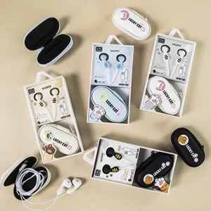 KIKI-445 kualitas tinggi Logo khusus lucu kartun In-ear earphone musik berkabel Tipe C headphone kabel headset kawat untuk Iph 15 PR