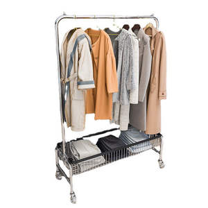 Porte-vêtements mobile sur pied avec roulettes, séchoir à barre unique, organisateur de vêtements pour chambre à coucher, chariot de rangement - Product Image 5