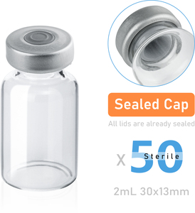 Ampoules en verre rondes vides de 2 ml avec bouchon en caoutchouc et estampage doré - Product Image 4