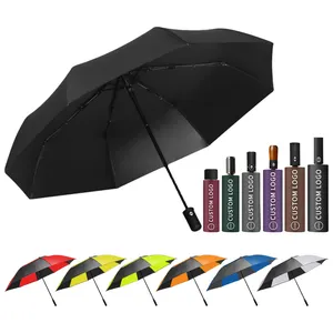 사용자 정의 방풍 빛 파라솔 접는 비 UV 자동 사용자 정의 로고 골프 우산 손전등과 태양 우산