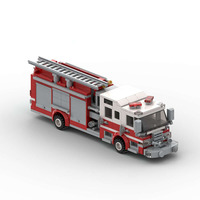 MOC-156284 Camión de Bomberos Pequeño, 6 Módulos, Juego de Bloques de Construcción Educativos, Modelo de Adornos, Ladrillos, Juguetes