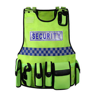 เสื้อกั๊กสะท้อนแสงสำหรับความปลอดภัยทางยุทธวิธีหลายกระเป๋าผ้าสีเหลืองเรืองแสง Ansi Class 2โลโก้ที่กำหนดเอง - Product Image 1