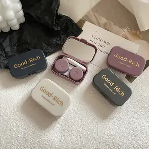 Estuche de lentes de contacto con letras a la moda, caja de lentes de contacto duras de plástico, estuche bonito para gafas, contenedor de lentes, regalo de Navidad