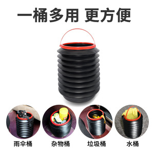 Car Trash Can <b>Collapsible</b> 4L Round Portable Water Proof <b>Storage</b> Bucket For Car Use - Product Image 3