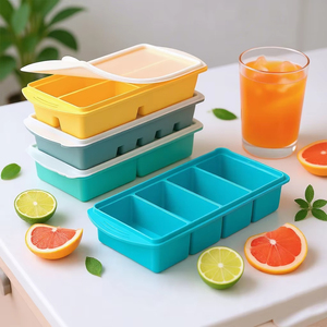 Bpa Free Food Grade Silicone Ice Tray Freezer Mold Food Storage <b>Box</b> With Silicone Cover Lid <b>Stackable</b> Leakproof Dishwasher Safe - Product Image 1