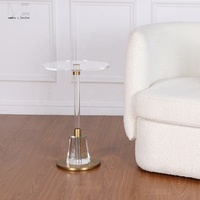 Mesa Auxiliar Transparente para Sofá, Redonda, Moderna, Minimalista, de Acrílico, Pequeña, para Sala de Estar