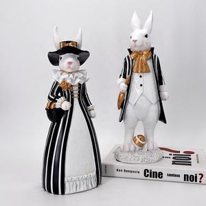 Regalos de vacaciones promocionales resina feliz conejo escultura decoración encantadora estatua de conejito ornamento para Pascua - Product Image 4