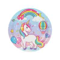 Arc-en-ciel licorne vaisselle jetable assiette en papier tasse nappe filles licorne thème fête d'anniversaire décoration fournitures K2125