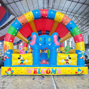 บ้านลมเป่าลมรูปช้างสีฟ้า ขนาด 5x10 เมตร ผลิตจากวัสดุ PVC ของเวียดนาม ติดตั้งง่าย เหมาะสำหรับสวนสนุก - Product Image 1
