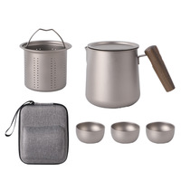 Set Teh Titanium Cangkir Gongdao Titanium Murni Cangkir Teh Dinding Ganda Perlengkapan Teh Portabel untuk Berkemah Kotak Hadiah Grosir Kustom