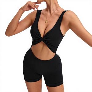 จั๊มสูทผู้หญิงสไตล์ยุโรปและอเมริกา ผ้าเนื้อเรียบ สีพื้น ทรงครอป ความยาวเหนือเข่า ดีไซน์เว้าหลัง ทรงเข้ารูป เซ็กซี่ - Product Image 1