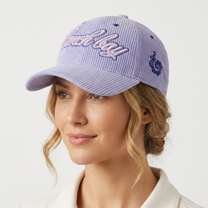 <b>Coach</b> Bay Corduroy Baseball Cap Embroidered Logo Adjustable Unisex Casual Hat Light Purple 6-Panel Design - Product Image 2