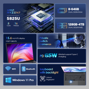 Nouvel ordinateur portable de jeu de 15.6 pouces Windows <span class=keywords><strong>11</strong></span> Ryzen7 5825u SSD 1 To 512 Go de RAM DDR4 pour ordinateurs portables personnels bon marché pour étudiants en affaires - Product Image 2