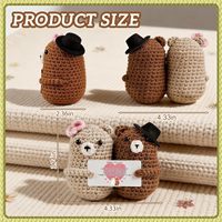 Poupées de couple en crochet faites à la main, motif vache des Highlands, gris rose, avec nœud papillon pingouin et chapeau d'ours, amigurumi en peluche à câliner, cadeau de Saint-Valentin pour adulte