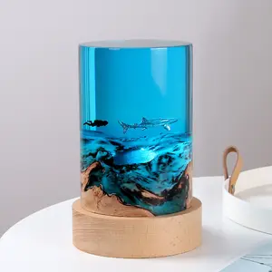 Lámpara de mesa de pescado de alta calidad de nuevo diseño, luz inteligente para el hogar, decoración de luces nocturnas del océano de resina