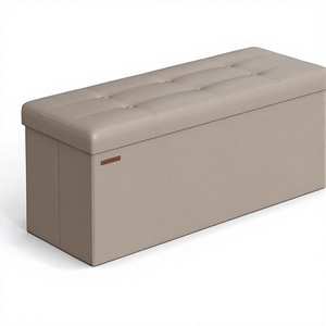 SONGIMCS MAZIE Wood Faux Leather Storage Ottoman <strong>Bench</strong> 110 cm Folding Footrest Stool <strong>End</strong> <strong>Bed</strong> Easy Assembly Living Room Bedroom - Product Image 1