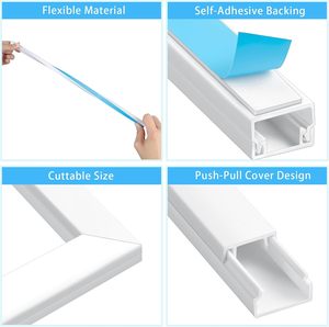 Conductos de cubierta de cable de <span class=keywords><strong>TV</strong></span> de pared autoadhesivos resistentes al calor de PVC sólido (0,4 M * 15mm * 10mm) Gestión de montaje en pared blanca (10 piezas) - Product Image 3