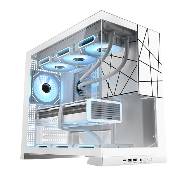 Mid Tower ATX Case 420mm GPU Clearance 8 Fan Mounts Tempered Glass Side Panel 7 Expansion Slots