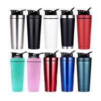 Shaker populaire 750 ml en acier inoxydable, sans BPA, idéal pour les shakes protéinés, boule de shaker ou infusions de fruits