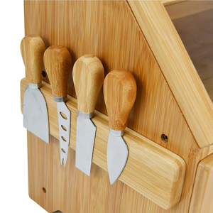 กล่องขนมปังขนาดใหญ่ทำจากไม้ไผ่ธรรมชาติสองชั้นสำหรับเคาน์เตอร์ครัวเขียงและที่วางมีด - Product Image 4