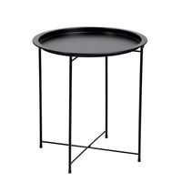 Table basse ronde pliante moderne en métal noir, petite table d'appoint pour salon, mobilier abordable