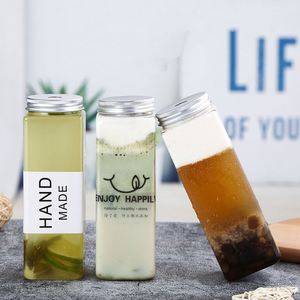Bouteille en plastique PET transparente pour jus <span class=keywords><strong>de</strong></span> fruits, boissons, thé au lait, 380 ml, 500 ml, 650 ml, avec bouchon en aluminium - Product Image 3