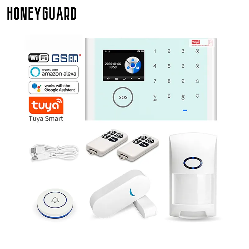 HONEYGARD HSG003 Tuya 스마트 WiFi GSM 보안 경보 시스템 패널 내장 사이렌 433 도어 모션 센서 홈 경보 시스템