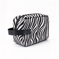 Pochette de maquillage personnalisée imprimée zèbre, élégante trousse de rangement cosmétique, étui de voyage durable pour les essentiels de beauté