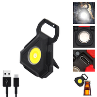 EDC senter Mini, lampu kerja LED darurat pengisian USB gantungan kunci COB dapat diisi ulang