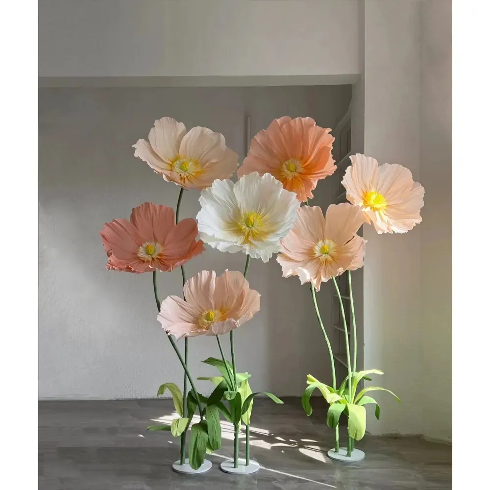 חתונה אספקה בבית חלון תצוגה אביזרי צילום קרפ נייר פרג בעבודת יד פרחים ענקיים