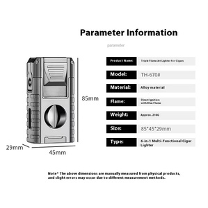 Đa Chức Năng Ba Windproof Máy Bay Phản Lực Ngọn Lửa <span class=keywords><strong>Torch</strong></span> Nhẹ Hơn Kim Loại Cigar Cutter V Cắt Cigar Chủ Cho Thuốc Lá Sử Dụng - Product Image 5