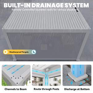 Pabellón de jardín al aire libre <span class=keywords><strong>Bioclima</strong></span> de aluminio, persiana de rejilla impermeable, pérgola y cenador para su espacio al aire libre - Product Image 5