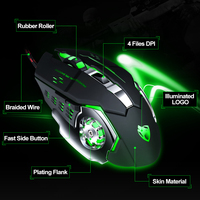 Ratón para Juegos con Cable T-WOLF V6, Profesional, Óptico LED, 3200 DPI, 6 Botones, USB, para Computadora, Portátil, PC