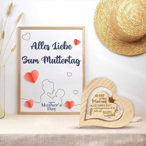 Adorno de madera en forma de corazón, pieza decorativa con temática del Día de San Valentín, regalo del Día de la Madre para mamá, adorno tallado en forma de corazón. - Product Image 3