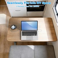 Yuvarlak Gömme Priz USB-C PD 20W 2 Tepsili Anahtar 2 USB-A 18W 4 USB Girişi 1.8m Kablo Tezgah Üstü Mutfak Siyah
