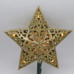 Hot New Xmas Decor Light 110V 9.5" 3D Star Sprinkle Powder Christmas Tree Toppeer For Xmas Party Decor.