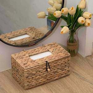Eco-Friendly Water Hyacinth <b>Desktop</b> <b>Organizer</b> Storage Basket <b>for</b> Napkins Tissue Boxes <b>for</b> Kitchen Use - Product Image 5