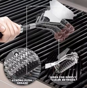 Brosse de nettoyage pour barbecue HLM Safe BBQ Brush Grill-18'' en acier inoxydable pour grilles en porcelaine/<span class=keywords><strong>Weber</strong></span> à gaz/charbon de bois - Product Image 2
