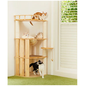 Árbol para Gatos de Madera Maciza de 47 Pulgadas con Diseño de Esquina para Cápsula Espacial y Plataforma de Observación - Product Image 3