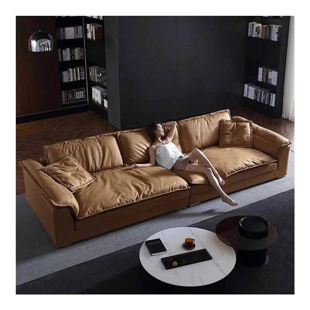 Italian Luxury Home Modern Recliner Live Sofa Set Furniture Fabric Down Living Room Sofas