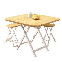 Tables et chaises pliantes modernes en bois massif, multifonctionnelles, pratiques, carrées, portables, pour la maison, l'hôtel, la salle à manger, en métal