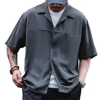 새로운 사용자 정의 칼라 망 주름 셔츠 캐주얼 남성 맞춤형 야외 헤비급 느슨한 캠프 칼라 셔츠