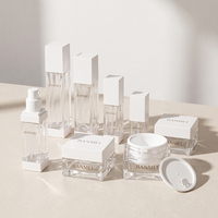 Pot en verre carré vide pour crème visage, flacon de sérum avec bouchon blanc pour emballage de produits cosmétiques et de soins de la peau – Fournisseur d'usine