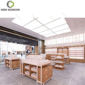 Expositor Cosmecéutico Moderno para Stand con Iluminación LED para Construcción de Metal y Madera Preensamblado para Productos de Cuidado de la Piel de Alta Gama - Product Image 1