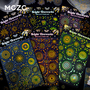 2 unids/pack PET hoja pegatina radiante fuegos artificiales serie manual Material Fondo Collage decoración DIY - Product Image 1