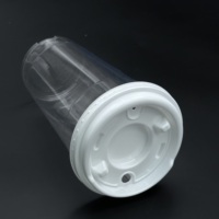 Conception rotative avec trou de paille de 107mm de diamètre sans fuite de couvercles en plastique jetables pour le montage de tasses à emporter