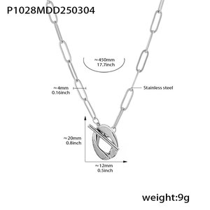 Collier personnalisé en gros en acier inoxydable 316L plaqué or 14k 18k avec chaîne à maillons trombone, fermoir OT et breloque cœur pour femme - Product Image 6