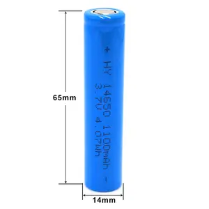 חם 14650 3.7v 1100mah בטיחות בקיבולת מלאה בטיחות פריקה נמוכה ראש שטוח מחודד סוללת ליתיום גלילית