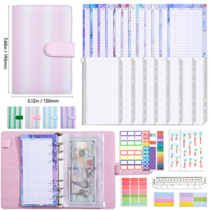 Agenda A6 con buste con cerniera, organizer per denaro in pelle PU, agenda con buste per contanti <span class=keywords><strong>a</strong></span> <span class=keywords><strong>righe</strong></span> sfumate - Product Image 5
